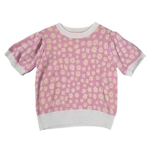 The House of Retro London Daisy Print Cropped Top Pink Cottage Core Tag Missing